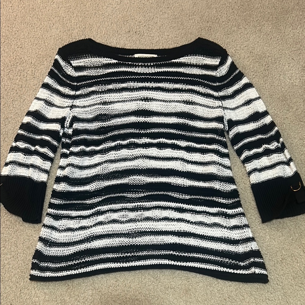 Jones New York Black and White Crew Neck Sweater